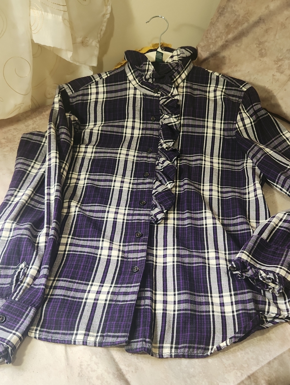 Lauren Ralph Lauren Purple Plaid Cotton Blouse